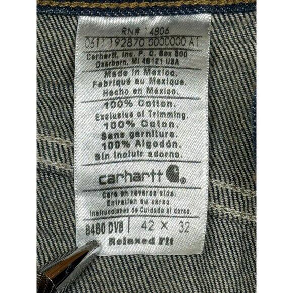 Carhartt Mens Blue Denim Jeans Straight Leg Relaxed Fit High Rise Size 42X32 - Picture 5 of 12